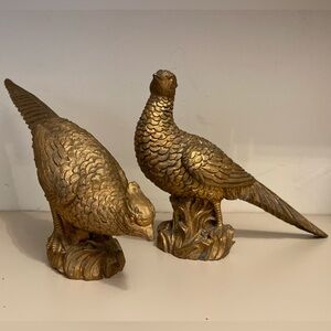 Vintage Brass/Gold Painted Pheasants Bird Decor